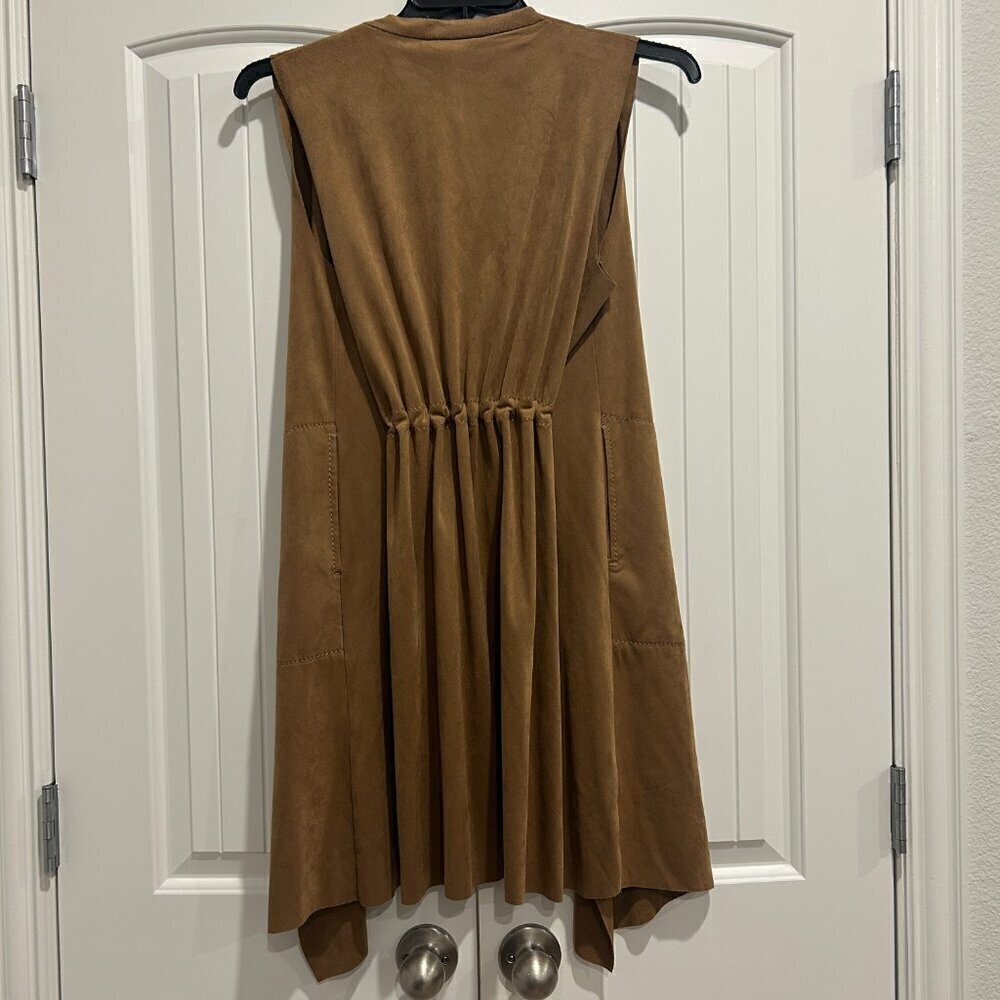 Max Studio Carmel Vicuna Faux Suede Open Front Sleeveless Vest Women’s Size S - Picture 8 of 13